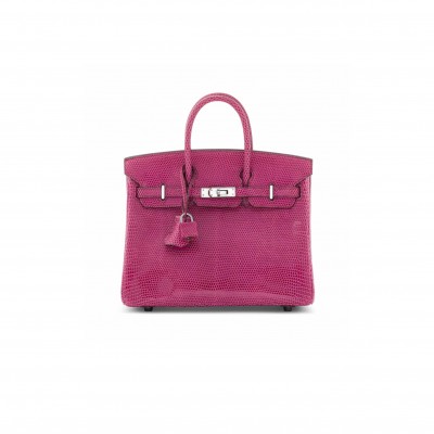 HERMÈS MASTER BIRKIN 30 LIZARD PINK SILVER BUCKLE H028352CA16 (30*22*16cm)